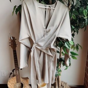 long sleeve silk dress
